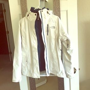 North Face 3-in-1 Jacket - White Shell/Teal Liner